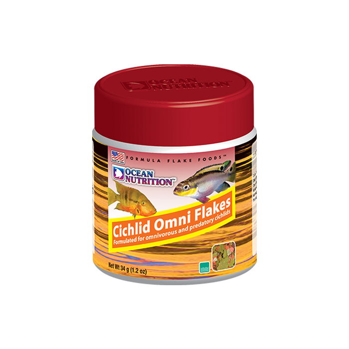 Ocean Nutrition Cichlid Fish Food Flakes - High Protein 51.3%, 2.5 Oz Jar For Angelfish, Peacock Cichlids & More